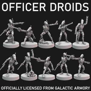 Droïdes officiers de science-fiction - Miniatures en résine pour jeux de guerre (21 poses)