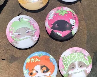 Fruit / desert cat hat button badge pins