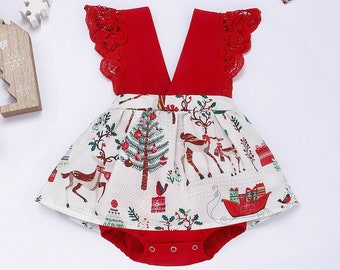 Baby Girl Christmas Dress, Baby Girl First Christmas Outfit, Baby Girl Christmas Romper, Christmas Baby Girl Outfit, Christmas Photoshoot