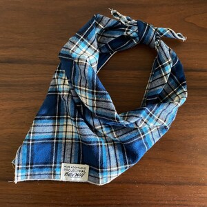 Flannel Dog Bandana - Kuma Blue