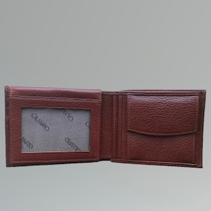 Cartera de cuero para hombre con bolsillo para monedas y ranuras para identificación - Disponible en stock, lista para enviar el mismo día o el día siguiente - Colección otoño/verano