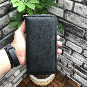 Cartera de viaje de cuero, tarjetero y soporte para pasaporte o teléfono móvil: fabricada con cuero genuino de alta calidad de lujo para verano. Disponible en stock