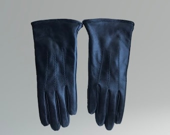Women's Black Lambskin Leather Gloves – Stitched Winter Gloves