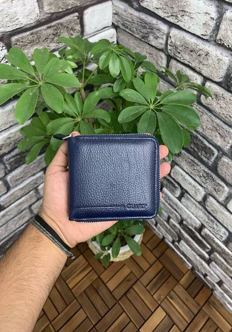 Leather Unisex Wallet With Zipper Closure Available in Black Etsy