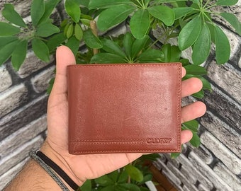 Cartera de cuero triple, diseño minimalista clásico