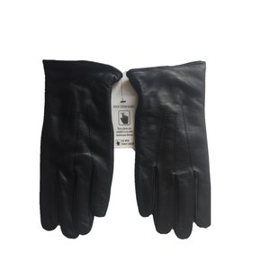 Women&#39;s Touch Screen Black Genuine Leather Gloves - Winter Gloves - Smart Phone Touch Screen Gloves-Available in Stock to Ship Same/Next Day