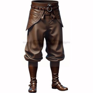 Pantalon marron médiéval taille haute - Pantalon en cuir d'inspiration fantastique - Pantalon en cuir Renaissance avec ceintures et boucles décoratives