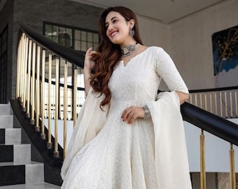 white chikankari dress