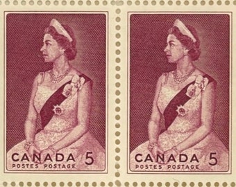 1964 Queen Elizabeth 5 cent Canada Post stamp block