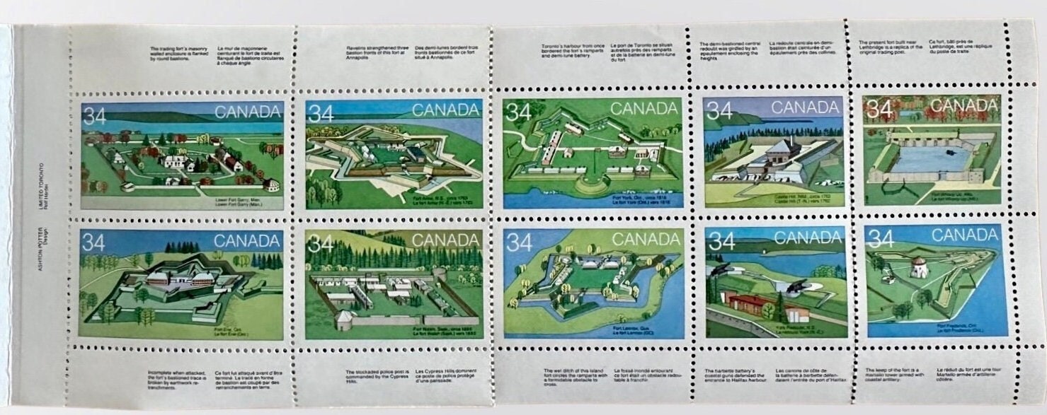 Forts Across Canada Post Stamp Booklet 10 X 34 Cents Etsy Canada
