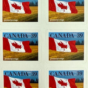 Book of twelve 39 cent “Quick Sticks” Canada Post stamps issued in 1990