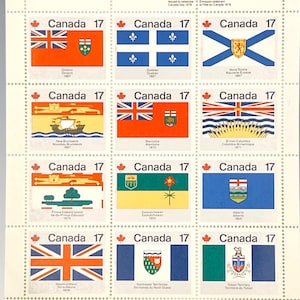 Canada Provincial and Territorial Flags Stamps - Unused Pane of 12 x 17 cents issued 1979 - Canada Post