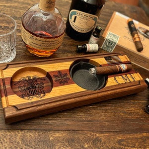 Leaf & Barrel Board Personalized Cigar Ashtray and Whiskey Coaster Combo image 5