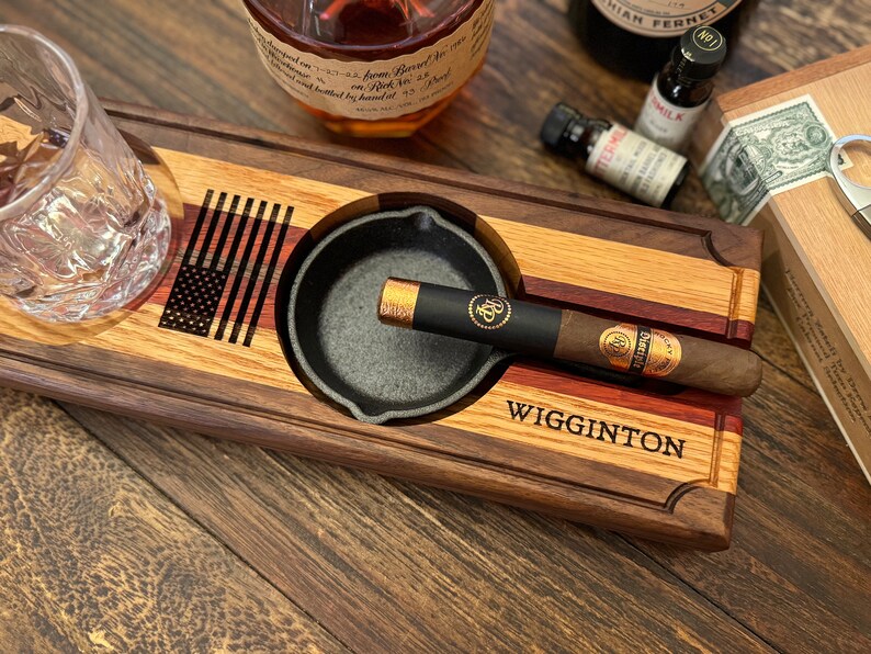 Leaf & Barrel Board Personalized Cigar Ashtray and Whiskey Coaster Combo image 4