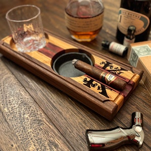 Leaf & Barrel Board Personalized Cigar Ashtray and Whiskey Coaster Combo image 3