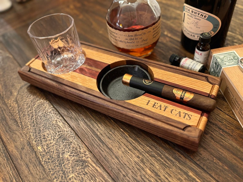 Leaf & Barrel Board Personalized Cigar Ashtray and Whiskey Coaster Combo image 6