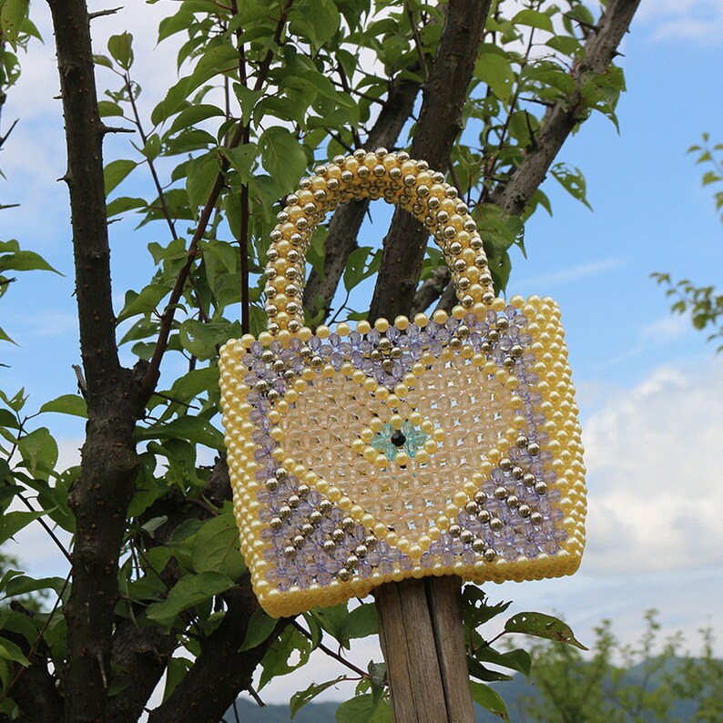Crystal Beaded Bag Evil Eye Beaded Tote Bag Heart Shaped Etsy