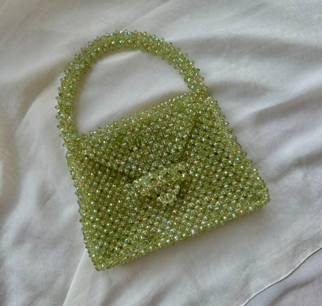 Crystal Green Beaded Bag Bead Shoulder Bag Women Bead Bag Etsy