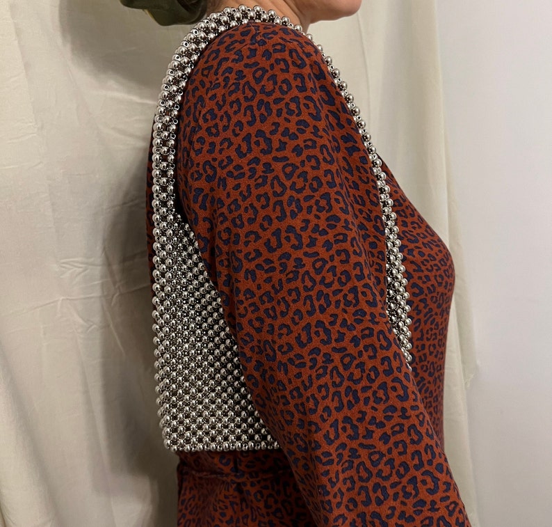 Silver Bead Bag Silver Shoulder Bag Metallic Shoulder Bag Etsy