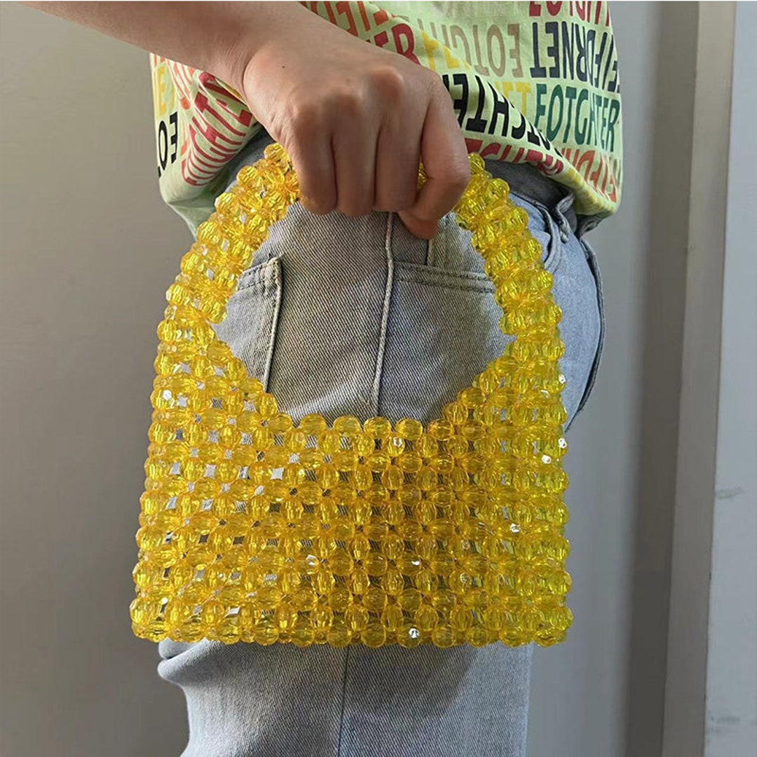 Crystal Bead Bag Yellow Bead Bag Beaded Bag Bead Bag - Etsy