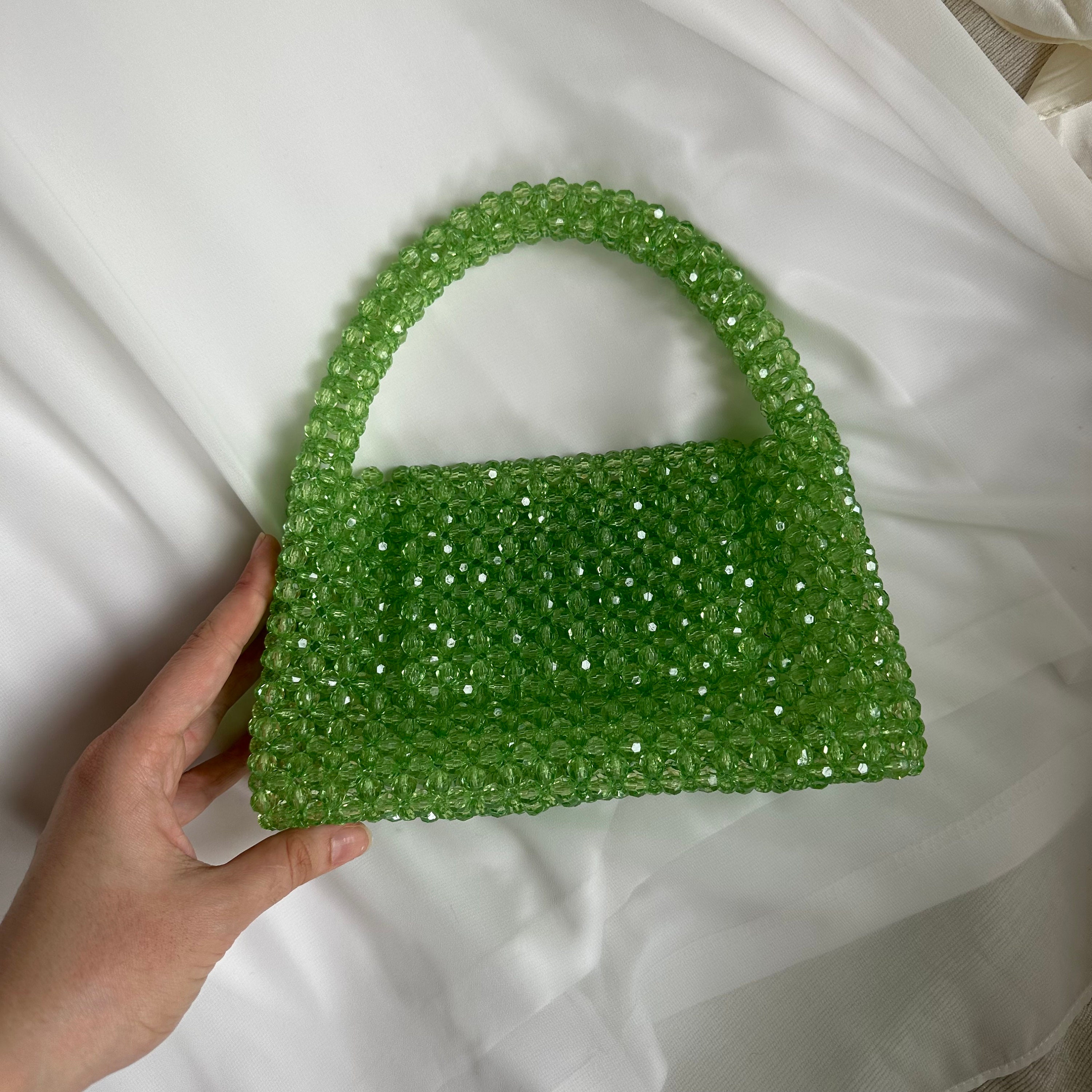 Classic Bead Bag Green White Green