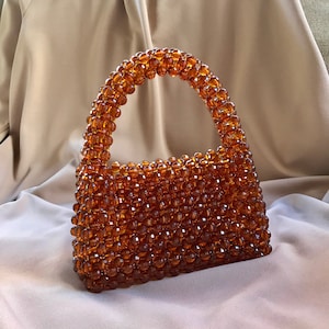 Crystal Brown Bead Bag, Mothers Day Gift Bag, Brown Bead Bag, Evening Bag  With Handle, Brown Bead Purse, Bead Shoulder Bag, Beaded Bag - Etsy  Singapore