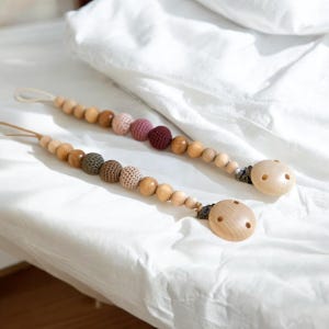 Pacifier chain | Gift | Baby | Crochet beads | Wooden beads