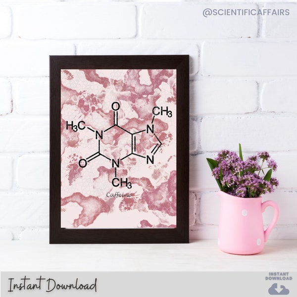 Rose Gold Caffeine Chemical Structure Sign (Coffee Sign)