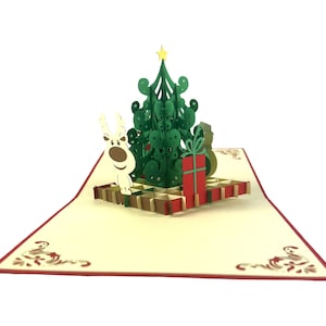 Handmade 3D pop up Christmas card Santa Claus snowman reindeer