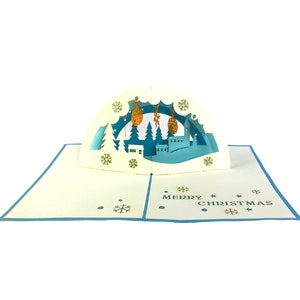 Handmade 3D pop up Christmas card Merry Xmas ornament snowflake