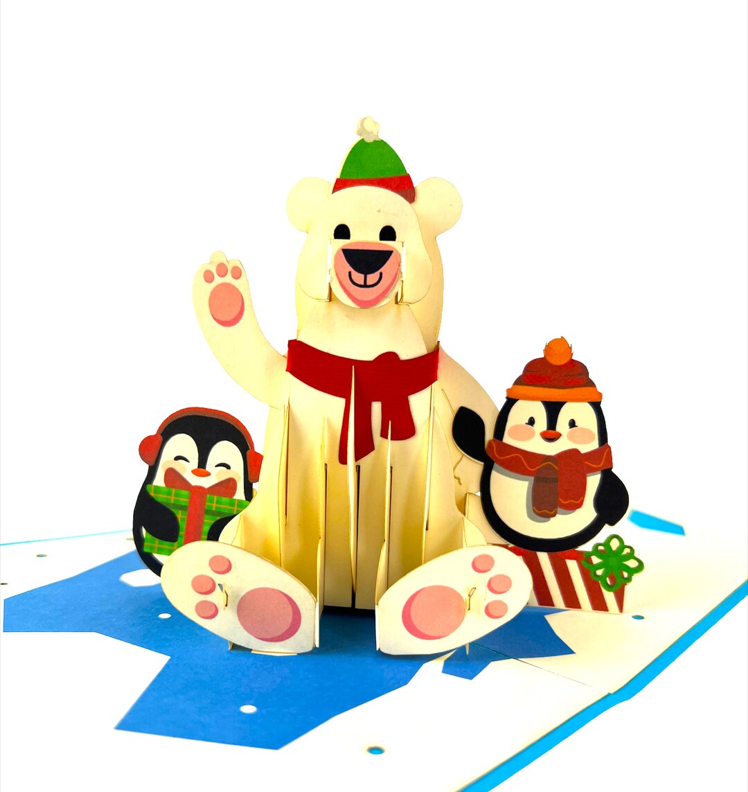 Handmade 3D Pop Up Xmas Card Happy Christmas Polar Bear Penguin Etsy UK handmade-3d-pop-up-xmas-card-happy-christmas-polar-bear-penguin-etsy-uk
