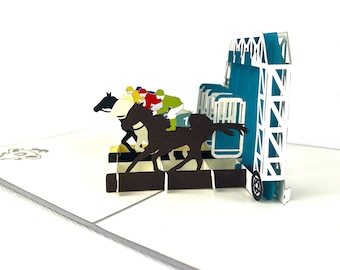 Handmade Horse Racing 3D Pop Up Card Father's Day Anniversary popup