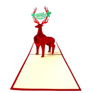 3D pop up Xmas card Happy Christmas Santa Claus reindeer greeting