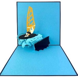 Ręcznie robiona 3D Pop Up Card Wind Surf Urodziny Ojcowie Rocznica