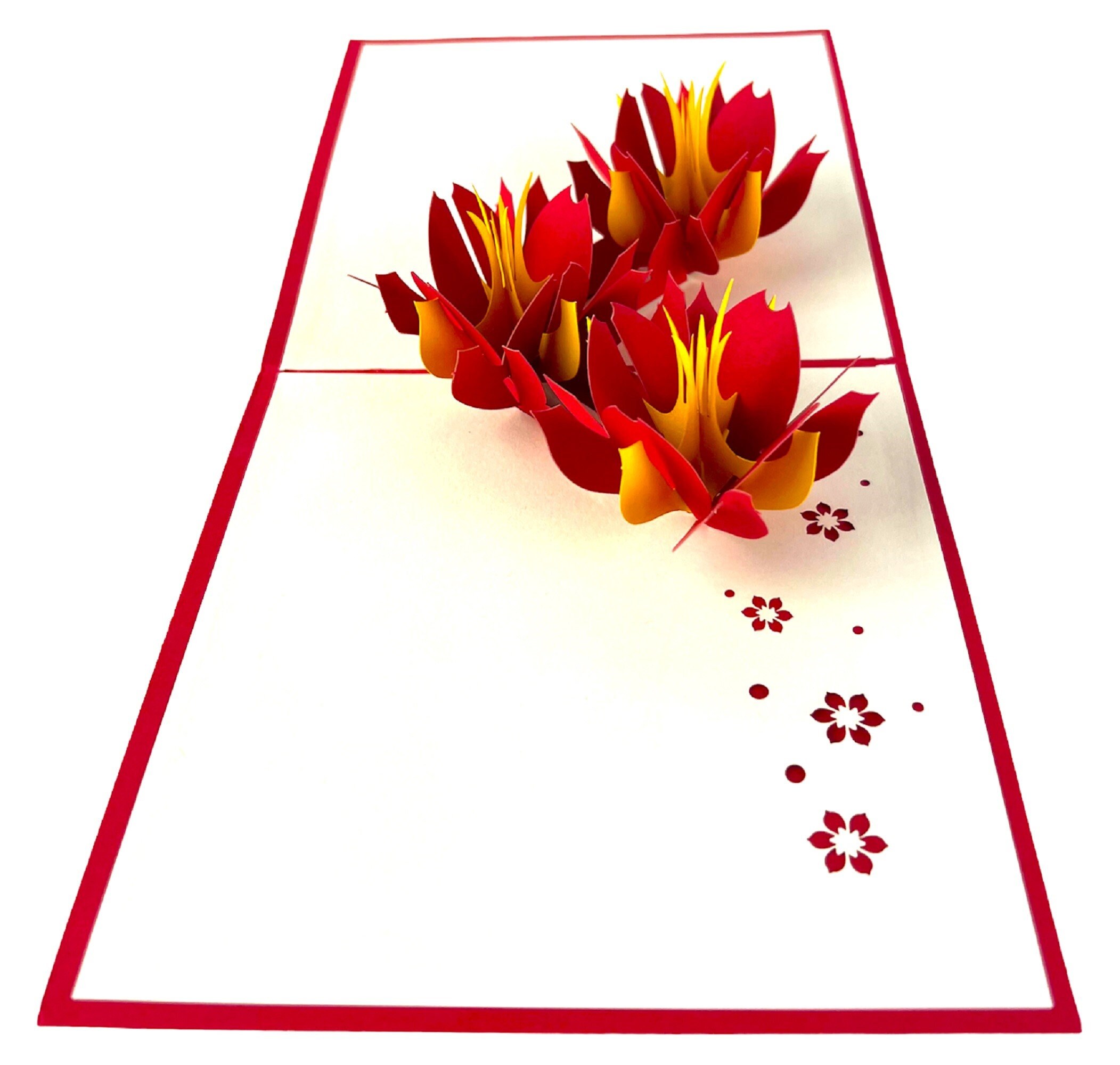 Handmade 3D Pop up Birthday Card Water Lily Wedding Anniversary Pond ...