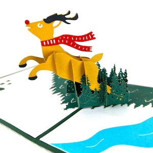3D pop-up kerstkaart Happy Christmas Kerstman rendieren groet