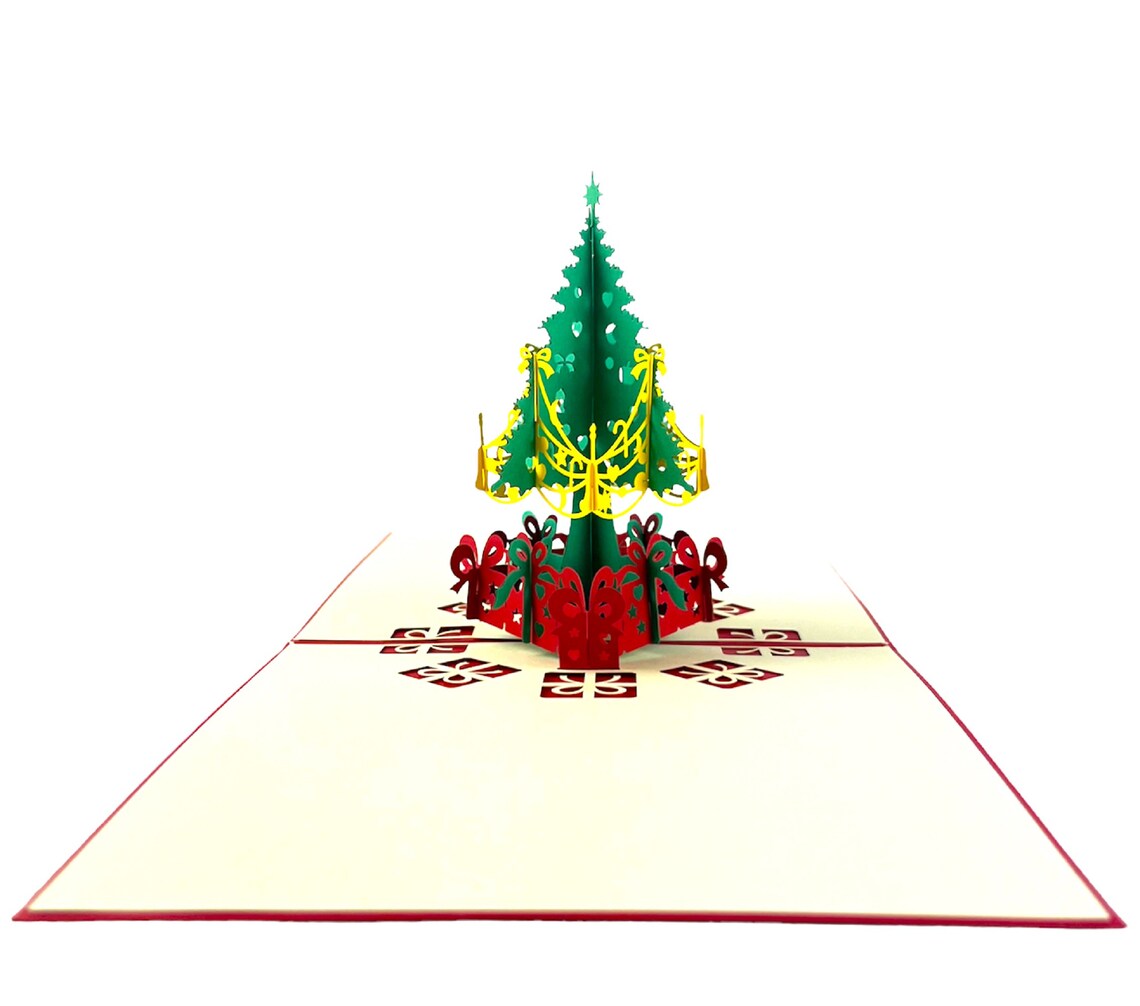 Handmade 3D Pop up Christmas Card Tree Snow Xmas Presents Festive - Etsy