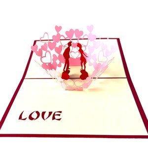 Carte pop-up 3D faite main baiser couple Saint Valentin fiançailles romance amoureux datant