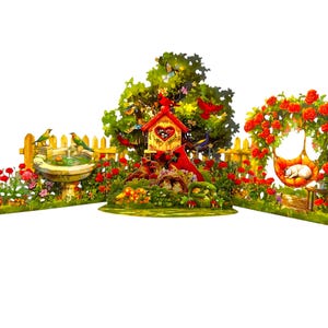 Carte Pop Up 4D Perroquet Famille Jardin Chat Anniversaire Mère Père Anniversaire Vierge
