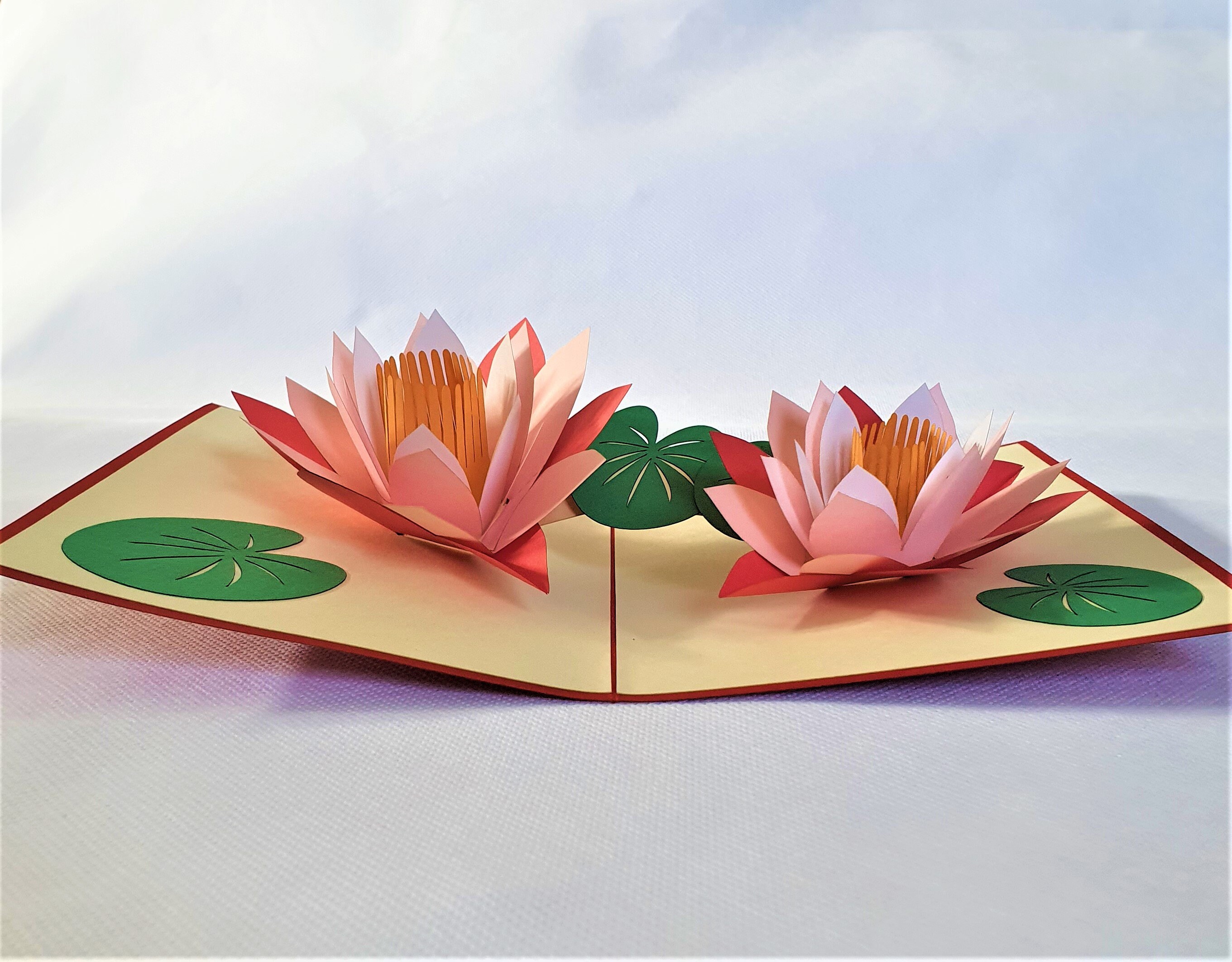 Handmade 3D Pop up Card Lotus Water Lily Birthday Mother's Day Flower ...