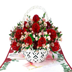 Carte d'anniversaire 3D rose Saint Valentin Anniversaire de mariage rouge amoureux de la romance