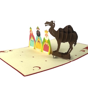 Carte pop-up 3D faite main Carte de Noël Nativité Salutations saisonnières bébé Jésus Saint Joseph Maria célébrations crèche ange mouton âne