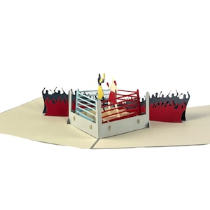 Cartão pop-up 3D boxe aniversário dia dos pais esporte campeão boxeador