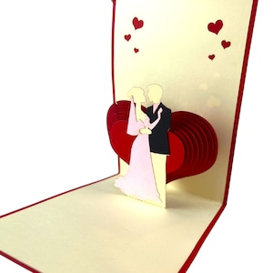 Tarjeta de boda emergente 3D hecha a mano, regalo, invitación, cásate conmigo gran día