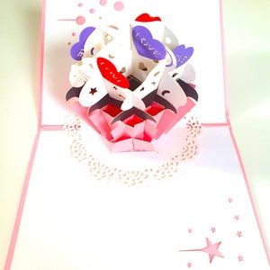 Tarjeta emergente 3D hecha a mano love cup cake birthday wedding baby birth
