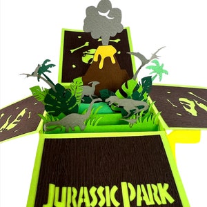4D handgemachte Popup Kartenbox T-Rex Park Geburtstag Urlaub Party Geburtstag