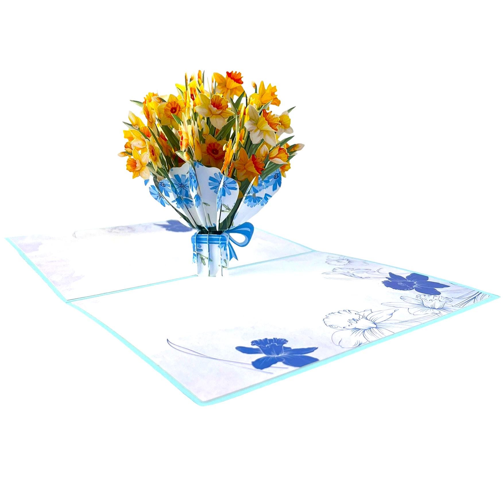 3D Pop up Card Yellow Daffodil Birthday Wedding Anniversary New Home ...