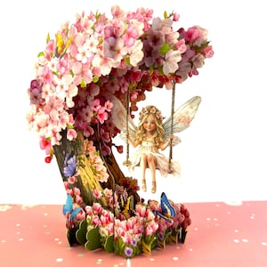 3D-pop-upkaart fee Sakura verjaardag moederdag Iers Ierland uitnodiging