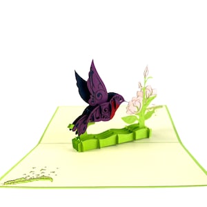 Carte popup 3D oiseau fleur anniversaire fête des mères cadeau d’anniversaire