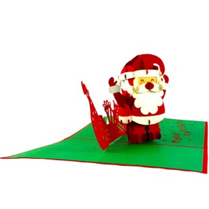 Tarjeta navideña emergente 3D hecha a mano Bolsa de regalo de Papá Noel Feliz Navidad